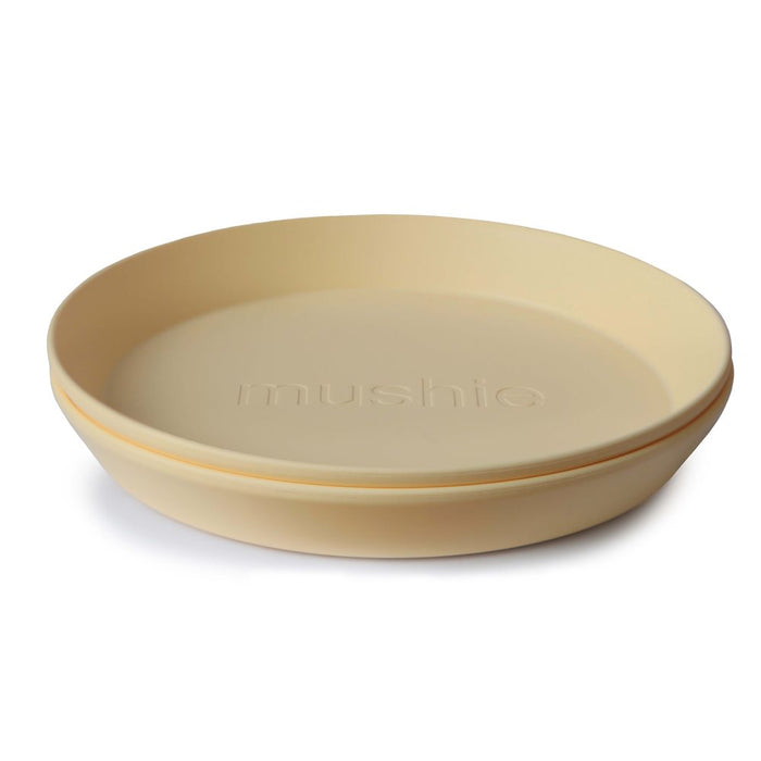 Mushie - Dinner Plate - Round - Pale Daffodil - Set Of 2