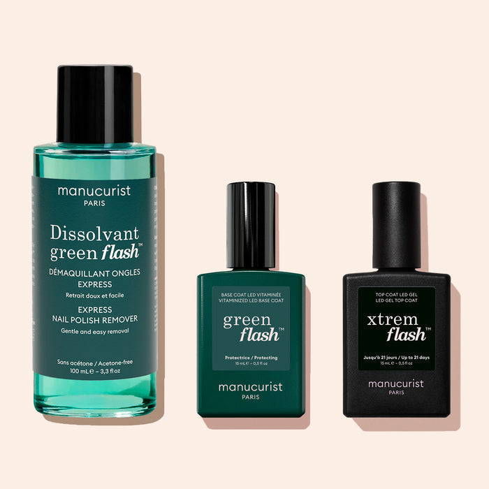 Dissolvant + Base Coat Vitaminée + Top Coat Xtrem Flash™