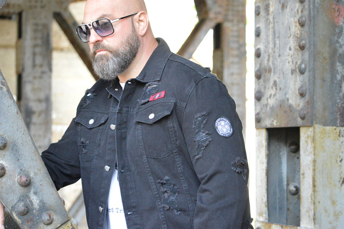 Distressed Black Denim Jacket