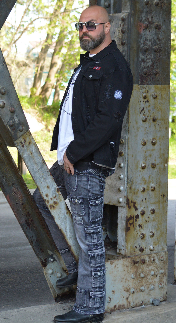 Distressed Black Denim Jacket