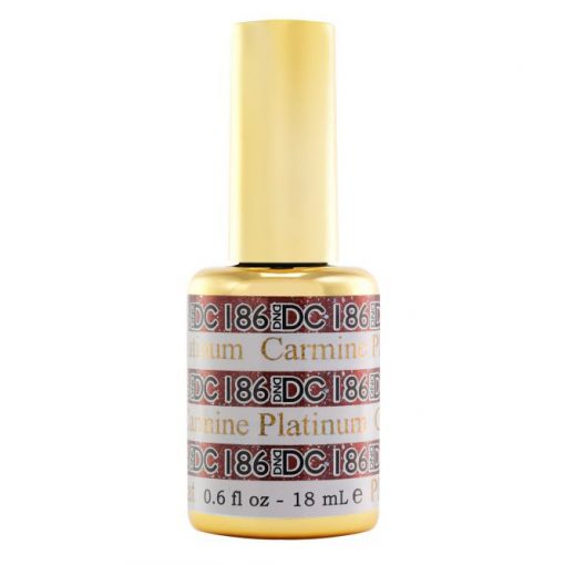 DND DC Platinum - Soak off Gel in Glitter Metallic Effect - 186 Carmine