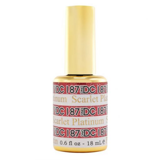 DND DC Platinum - Soak off Gel in Glitter Metallic Effect - 187 Scarlet