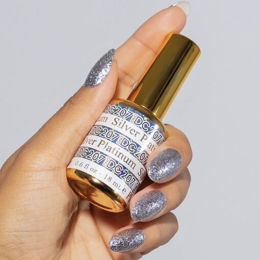 DND DC Platinum - Soak off Gel in Glitter Metallic Effect - #207 Silver