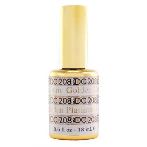 DND DC Platinum - Soak off Gel in Glitter Metallic Effect - #208 Golden
