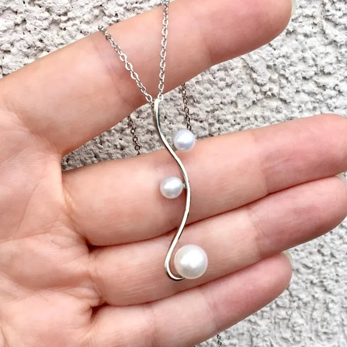 Pearl Wedding Jewelry - Natural Pearl 925 Sterling Silver Bridal Necklace - More Colors