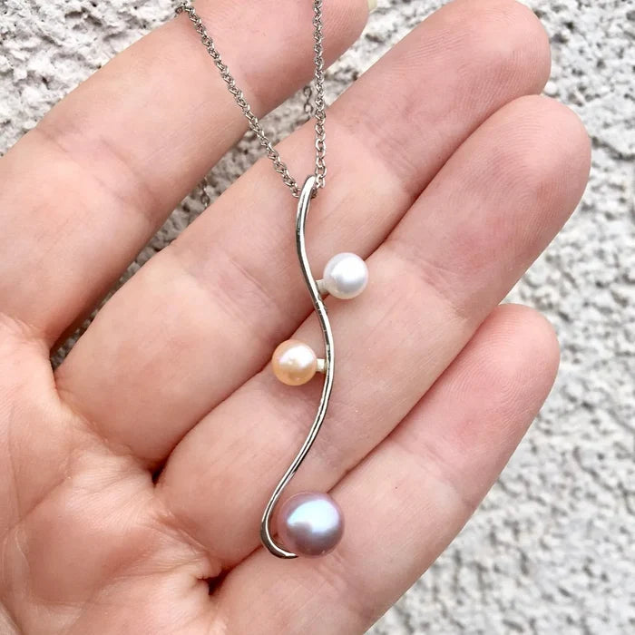 Pearl Wedding Jewelry - Natural Pearl 925 Sterling Silver Bridal Necklace - More Colors