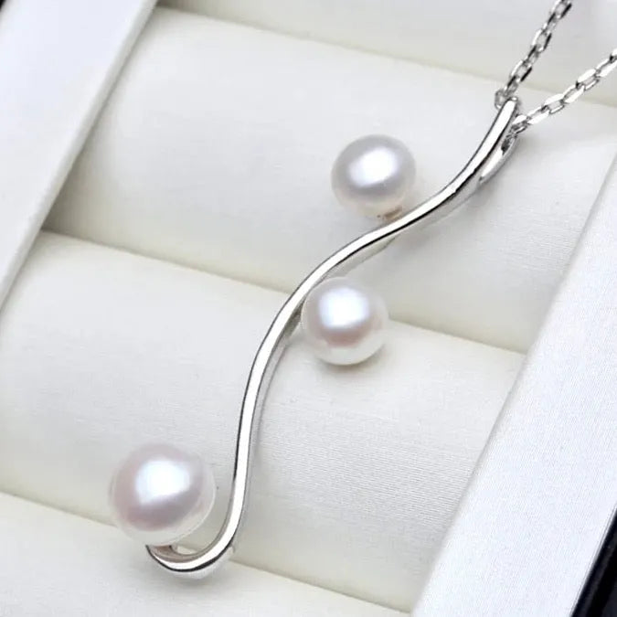 Pearl Wedding Jewelry - Natural Pearl 925 Sterling Silver Bridal Necklace - More Colors