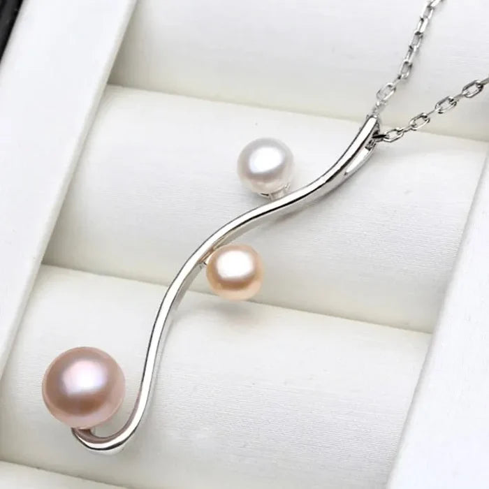 Pearl Wedding Jewelry - Natural Pearl 925 Sterling Silver Bridal Necklace - More Colors