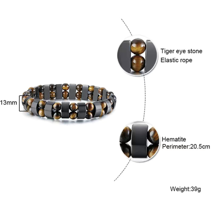 Double Hematite Tigers Eye Beaded Bracelet