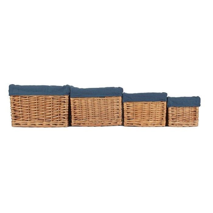 Double Steamed Navy Cotton Lined Willow Storage Basket