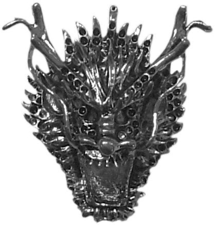 Silver dragon hair hook ponytail holder, front view