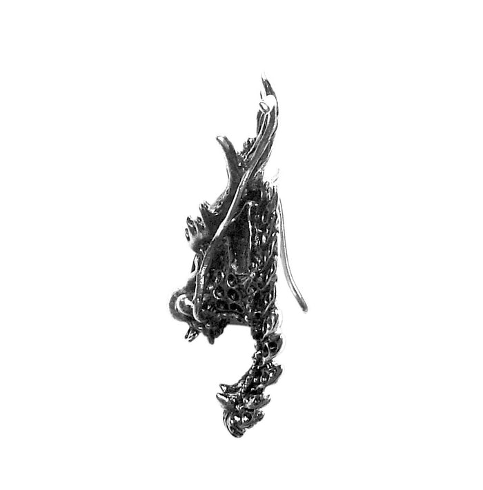 Side view of Silver Dragon Hair Hook ponytail holder, medieval fantasy hair accessory