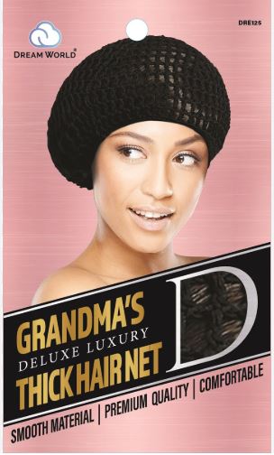 Dream World Grandma's Original Thick Hair Net Black #DRE125 - Dozen Pack - Palms Fashion Inc.