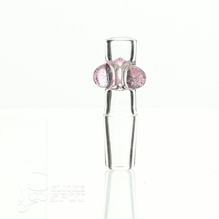 Side view of Dustin Dry Herb Slide Snapper 14 mm Honeycomb Martini - Smoke Spot Glass