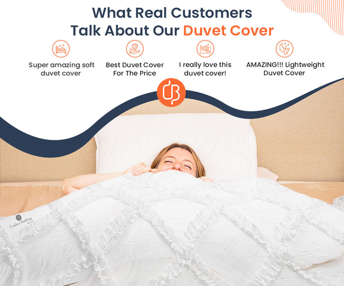 Egyptian Cotton Peach Diamond Ruffled Duvet Cover