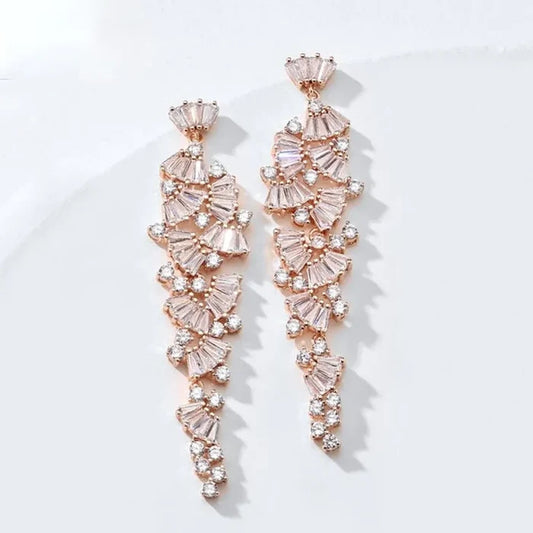 Wedding Jewelry - Cubic Zirconia Bridal Earrings - Available in Silver, Rose Gold and Yellow Gold