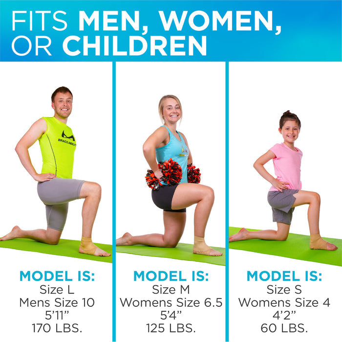 Our cheerleading ankle brace supports men, women or children coming in 5 different sizes
