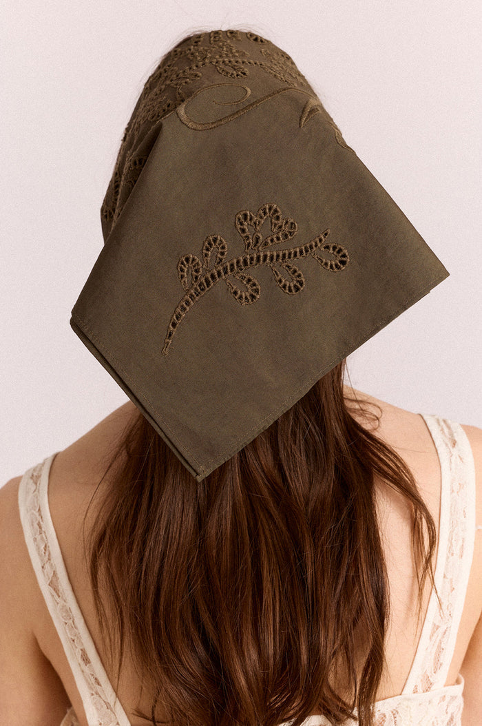 Embroidered Headscarf Khaki