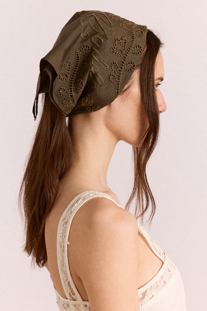 Embroidered Headscarf Khaki