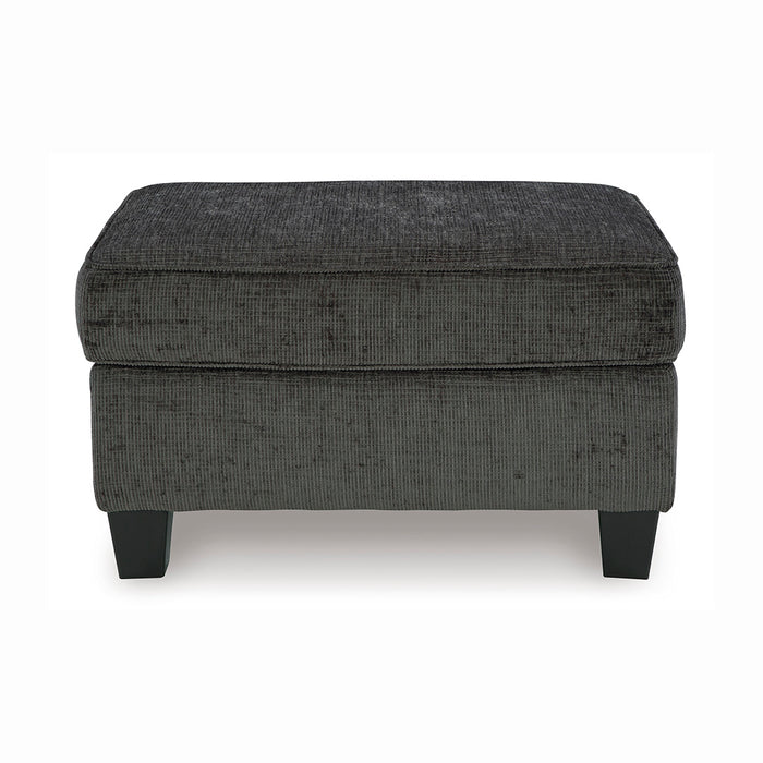 Erinslane ottoman in charcoal gray, head-on view, from Signature Design by Ashley