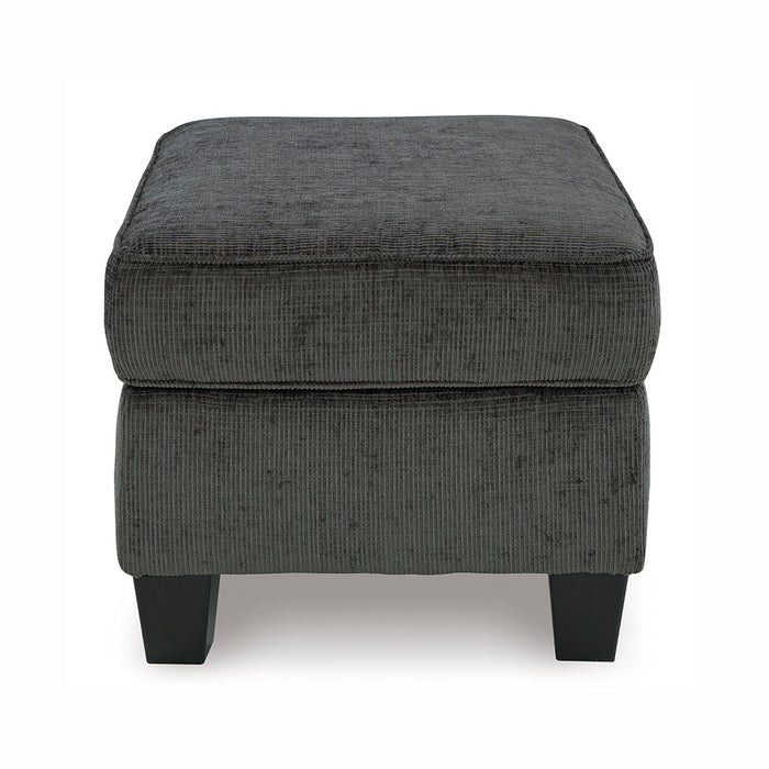 Erinslane ottoman in charcoal gray, side profile view, from Signature Design by Ashley