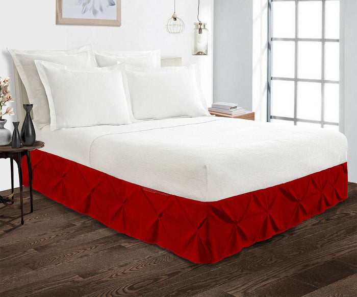 Blood red Pinch Bed Skirt