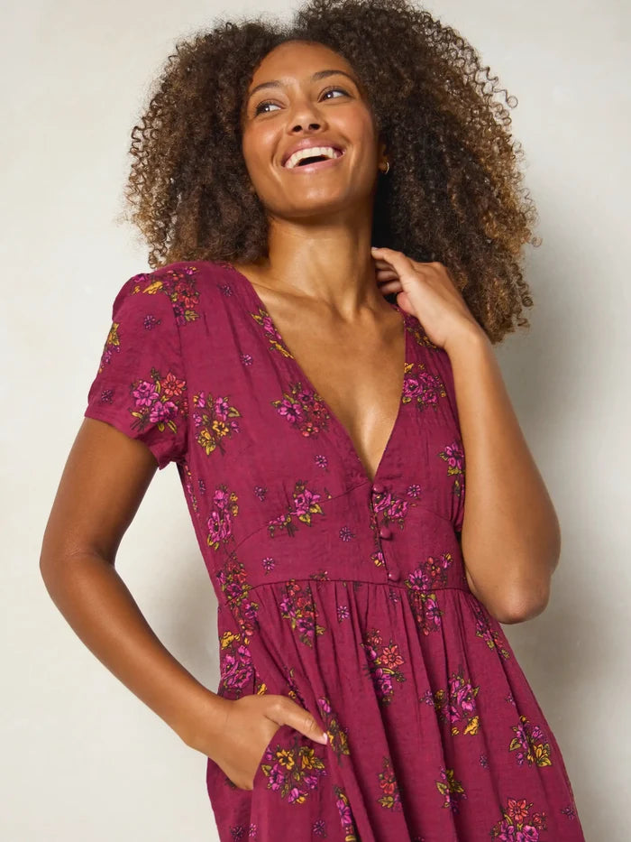 Evangeline Maxi Dress - Flower Picking Wine-view 4
