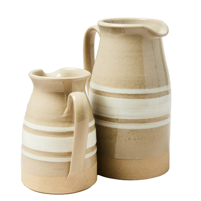 Farmhouse Yellowware Stoneware Pitcher — medium and large Yellowware pitchers; Farmhouse Pottery