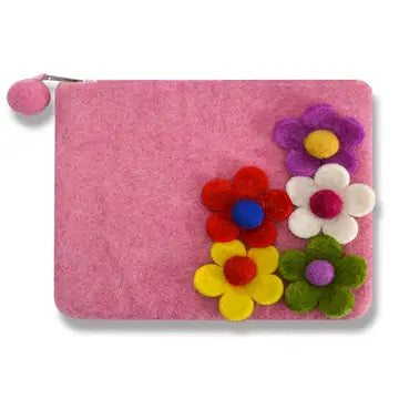Five Side Flower Zip Coin Purses