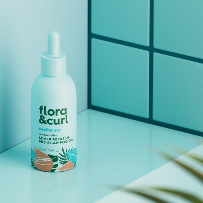 Flora & Curl Coconut Mint Scalp Pre-Shampoo Oil, part of a curl care routine from Curly Life