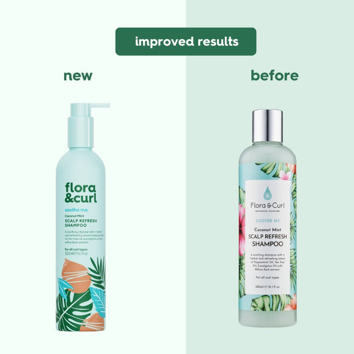 Flora & Curl Coconut Mint Scalp Refresh Shampoo, curl friendly cleanser for wavy, curly and coily hair