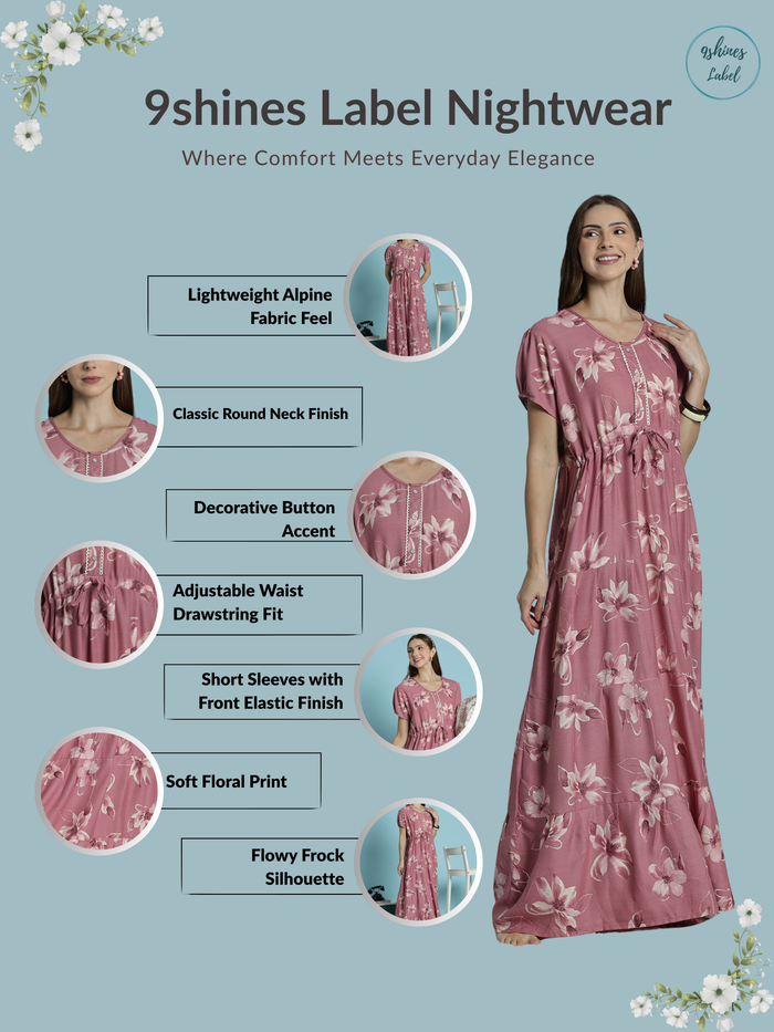 Floral Alpine Frock Nighty for Women Soft Comfortable Nightwear