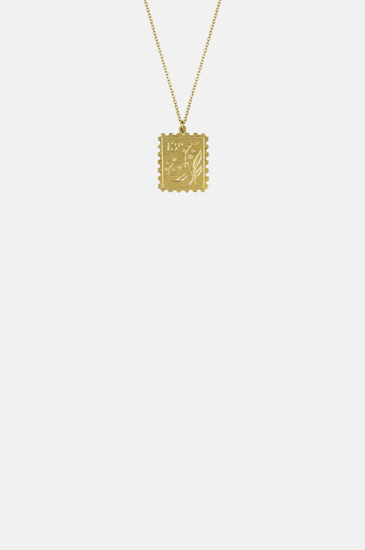 Alex Monroe Floral Stamp Necklace Gold.