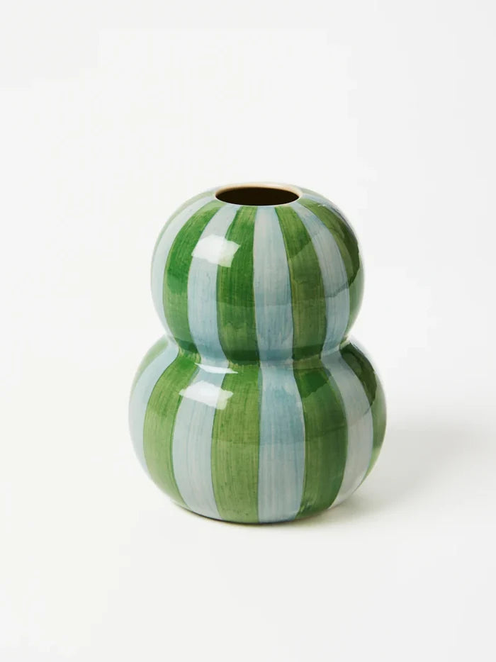 FONDA GREEN BLUE STRIPE VASE - Darling & Domain