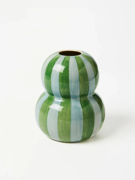 FONDA GREEN BLUE STRIPE VASE - Darling & Domain