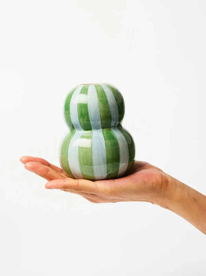 FONDA GREEN BLUE STRIPE VASE - Darling & Domain