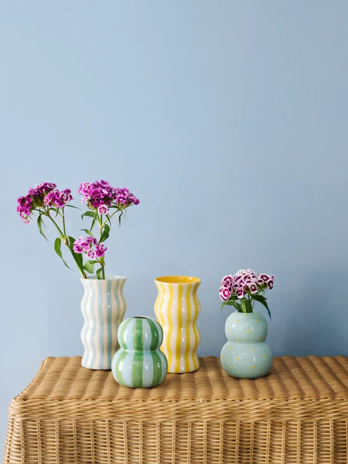 FONDA GREEN BLUE STRIPE VASE - Darling & Domain