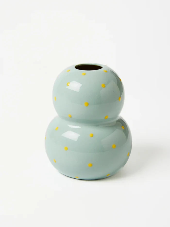 FONDA PALE BLUE YELLOW DOTTY VASE - Darling & Domain