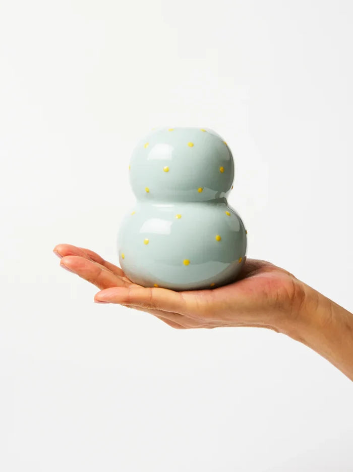 FONDA PALE BLUE YELLOW DOTTY VASE - Darling & Domain