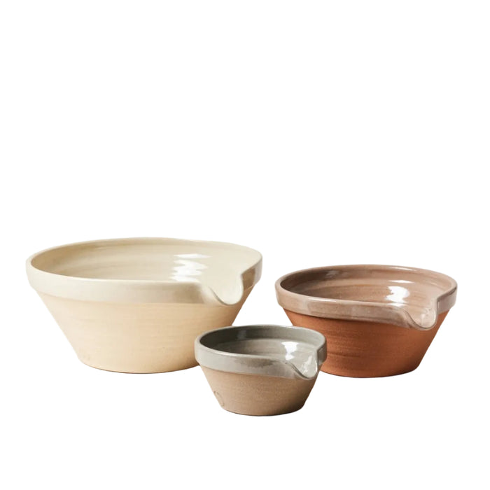 French Country Stoneware Mixing Bowl — three French Country bowl sizes and glazes; Farmhouse Pottery