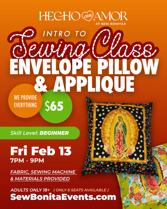 Fri Feb 13th, 2026 / Adult Intro to Sewing Class (Envelope Pillow)