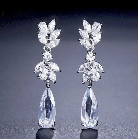 Wedding Jewelry - Cubic Zirconia Bridal Earrings - Available in Rose Gold, Silver and Yellow Gold