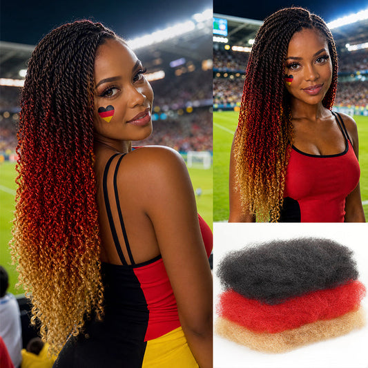 Germany Flag Colored Kinky Braids Human Hair Pack