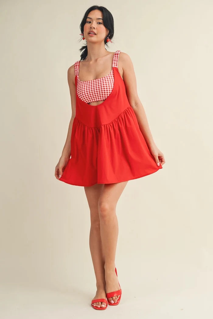 Gingham Print Double Layered Play Dress