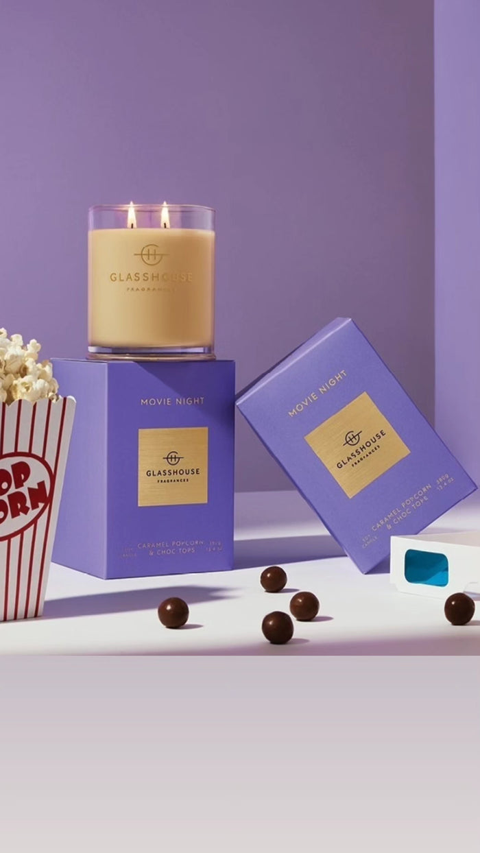 Glasshouse Fragrance Candles Glasshouse Movie Night Candle 380g **Pre Order**