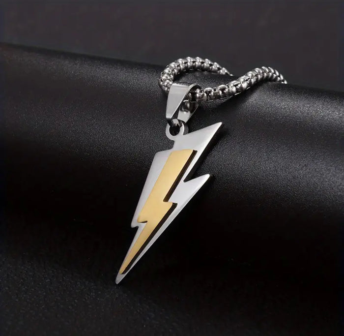 God of Thunder - Stainless Steel Double Layer Lightning Pendant & Necklace