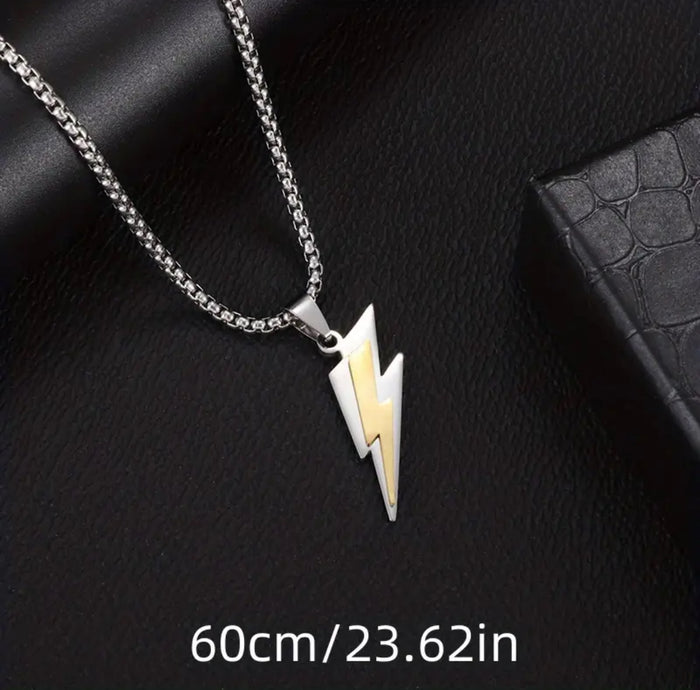 God of Thunder - Stainless Steel Double Layer Lightning Pendant & Necklace