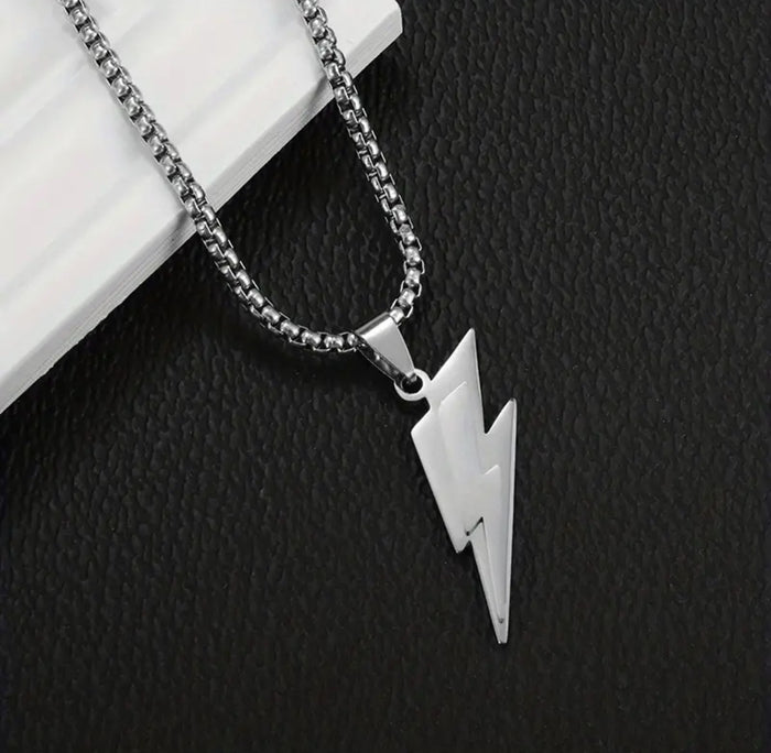 God of Thunder - Stainless Steel Double Layer Lightning Pendant & Necklace