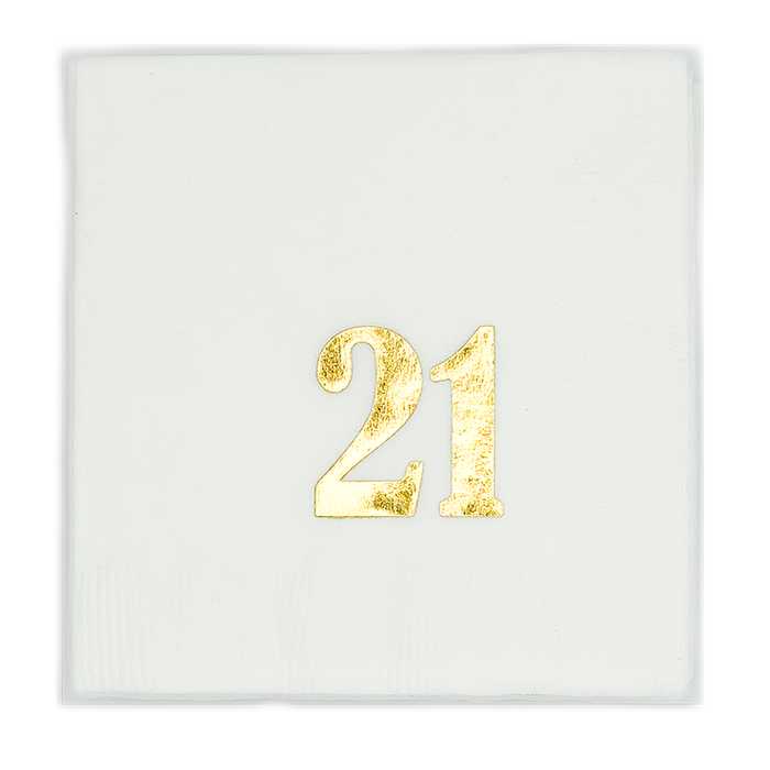Gold Foil Number Beverage Napkins