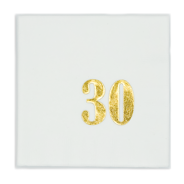 Gold Foil Number Beverage Napkins